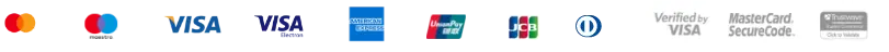 Accepted payment methods: Mastercard, Maestro, Visa, Visa Electron, American Express, UnionPay, JCB and Diners Club