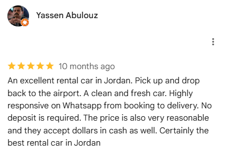 Trivo car rental Jordan customer review